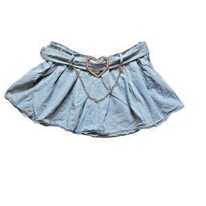 Hot Topic Blue Denim Skirt with Heart Chain